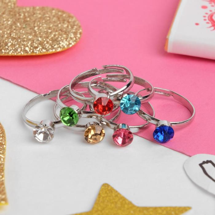 Кольцо детское "Стразинка", цвет МИКС, безразмерное