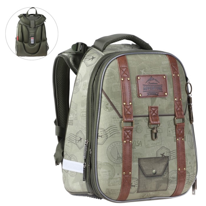 

Рюкзак каркасный 37 х 29 х 17 см, Hatber Ergonomic, Adventure, зелёный NRk_30041