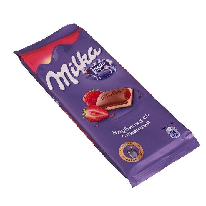 

Шоколад молочный Milka с клубникой и сливками, 90 г