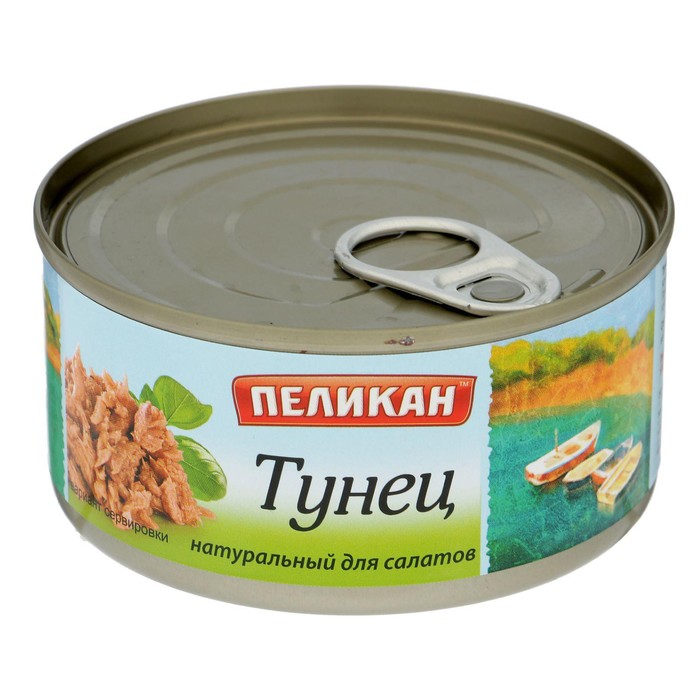 Тунец консервированный ПЕЛИКАН натур для салатов 185г ж/б