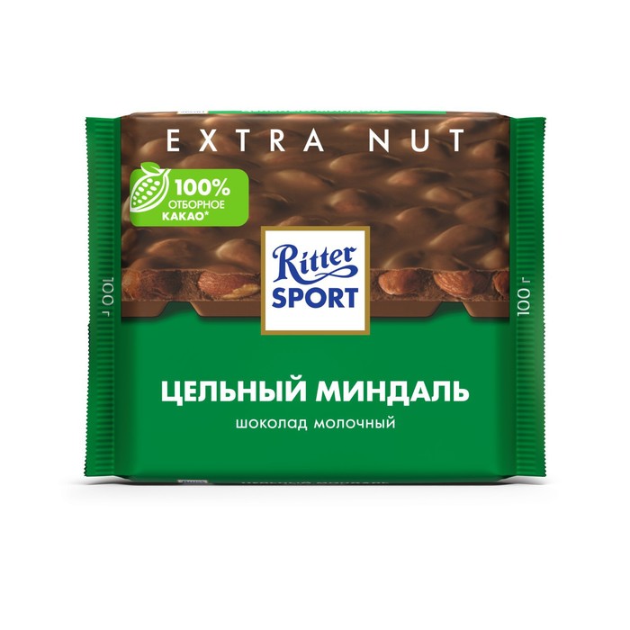 

Шоколад молочный Ritter Sport с цельным миндалём, 100 г