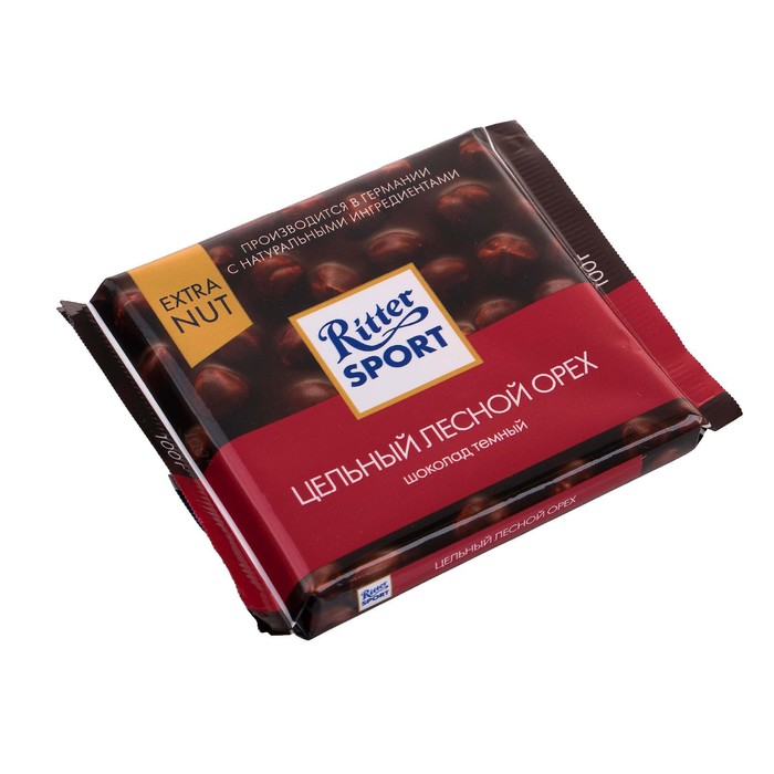 

Шоколад молочный Ritter Sport Extra Nut с цельным лесным орехом, 100 г