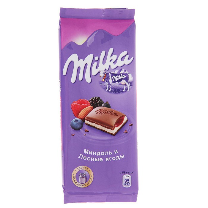 

Шоколад молочный Milka с миндалём и лесными ягодами, 90 г
