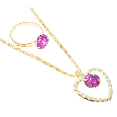 Набор "Выбражулька" 2 предмета: кулон, кольцо, сердечко, цвет МИКС в золоте