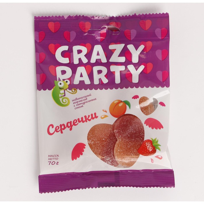 

Мармелад жевательный Crazy Party "Сердечки", 70 г