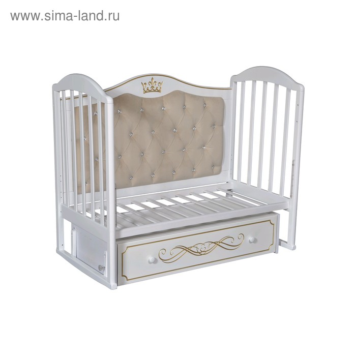 фото Кроватка «кедр» emily-4, универсальный маятник, ящик, цвет белый