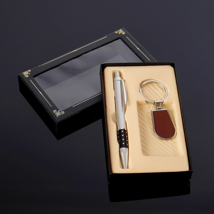 Набор подарочный 2в1: ручка, брелок-под дерево,коричневый