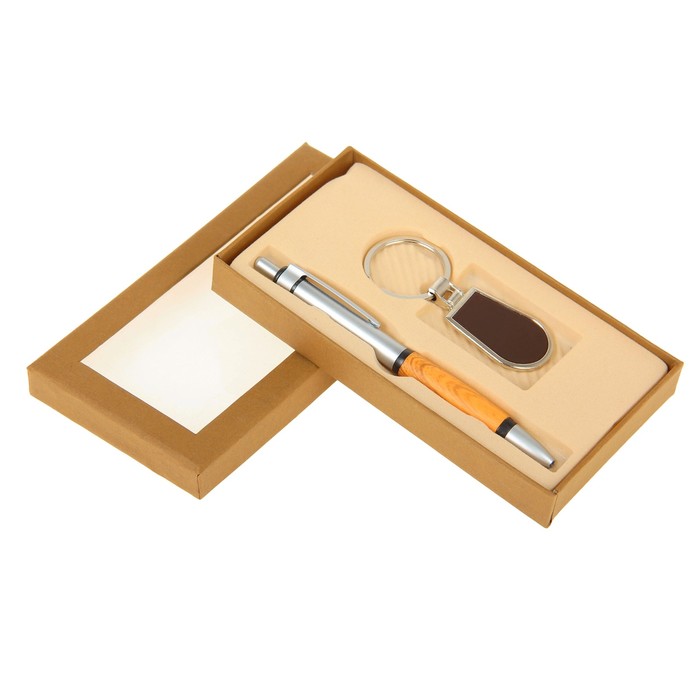 Набор подарочный 2в1: ручка, брелок-под дерево,коричневый