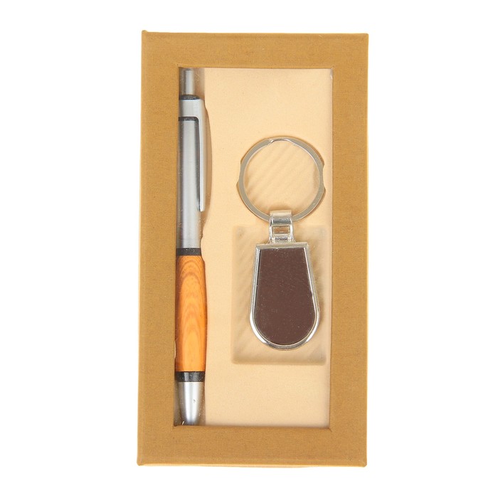 Набор подарочный 2в1: ручка, брелок-под дерево,коричневый