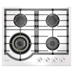 

Варочная поверхность Midea MG696VGW, газовая, 4 конфорки, 56 см, WOK, белая