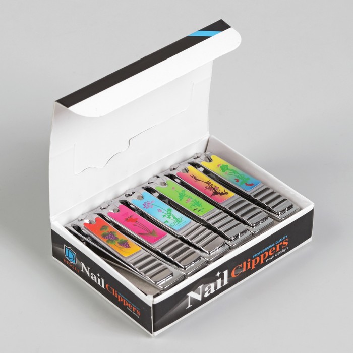 Кусачки-книпсер маникюрные, с пилкой, 6(±0,5)см, цвет МИКС