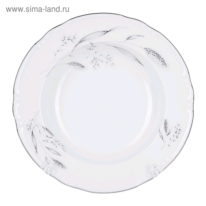 Тарелка глубокая Constance, декор «Серебряные колосья, отводка платина», 23 см