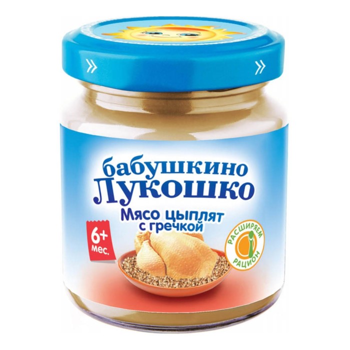 

Пюре Бабушкино лукошко цыпленок/греча 100г ст/б