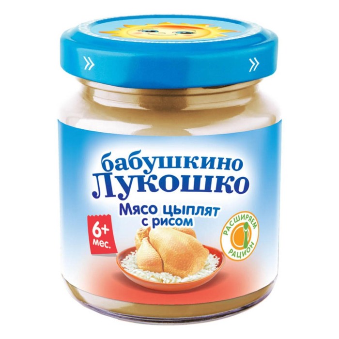 

Пюре Бабушкино лукошко цыпленок/рис 100г ст/б