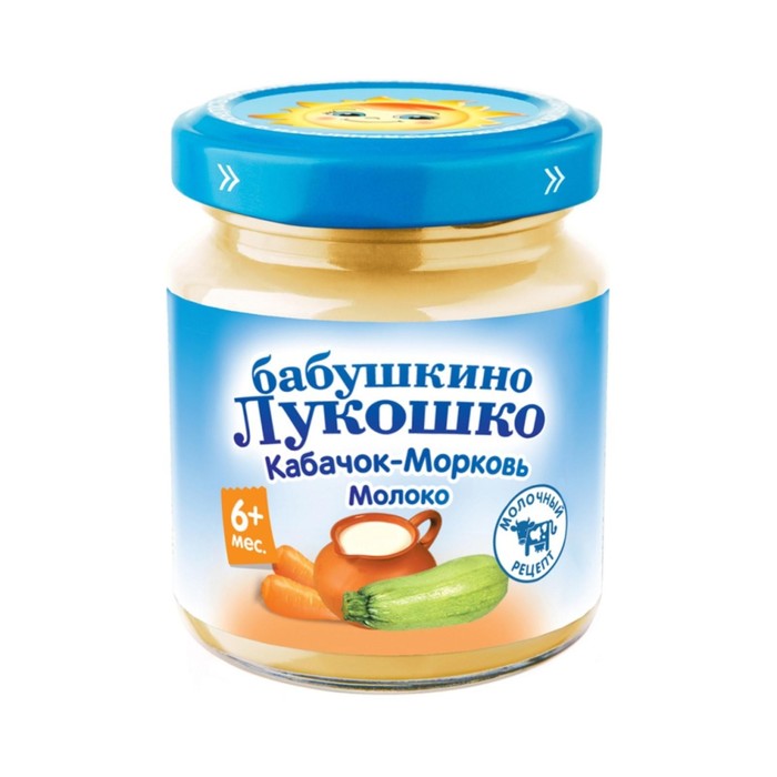 

Пюре Бабушкино лукошко кабачок/морковь с молоком 100г ст/б