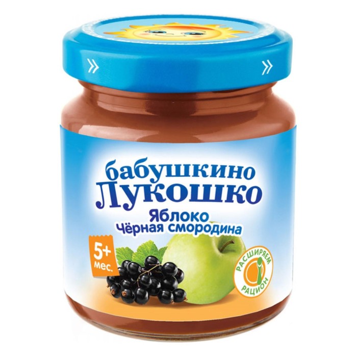 

Пюре Бабушкино лукошко яблоко/черная смородина 100г ст/б