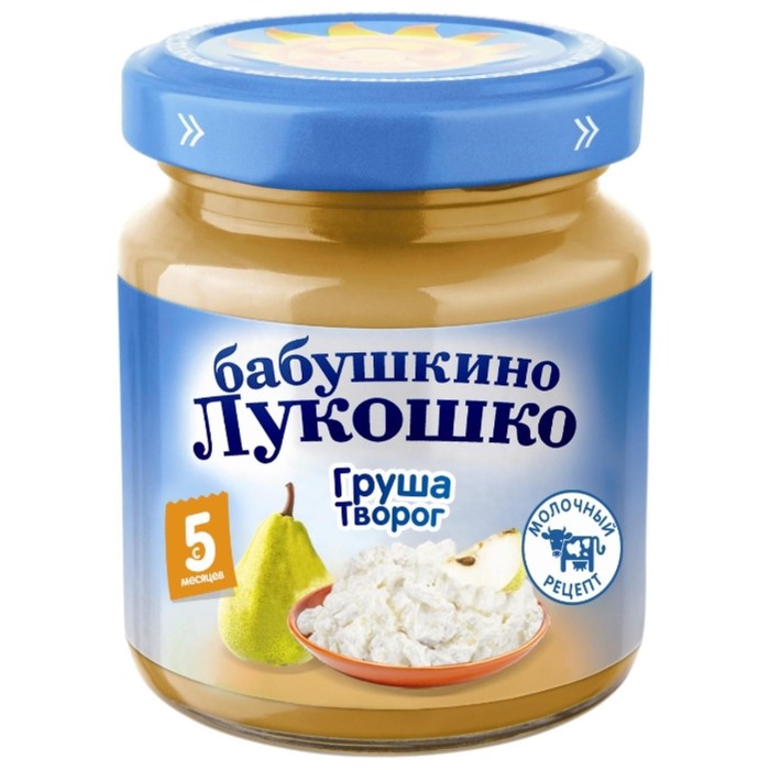 

Пюре Бабушкино лукошко груша/творог 100г ст/б