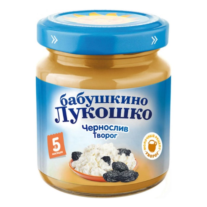 

Пюре Бабушкино лукошко чернослив/творог 100г ст/б