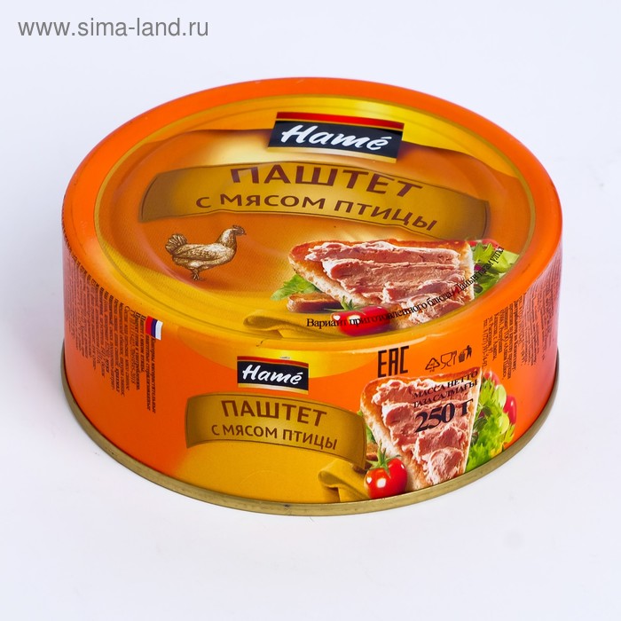 

Паштет ХАМЕ из мяса птицы 250г ж/б