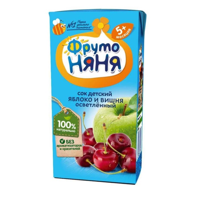

Сок ФРУТОНЯНЯ из яблоко/вишня осветл 0,2л