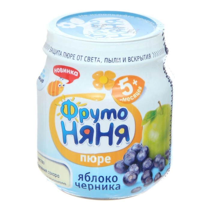 

Пюре ФРУТОНЯНЯ яблоко/черника 100г ст/б