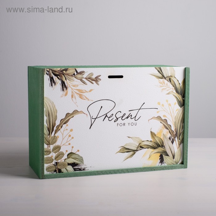 фото Ящик подарочный деревянный present for you, 20 × 30 × 12 см дарите счастье