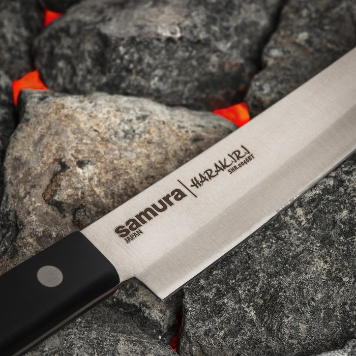 

Нож кухонный Samura HARAKIRI, слайсер, лезвие 23 см, чёрная рукоять
