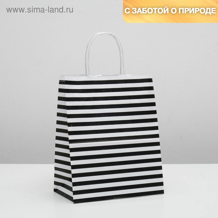 

Пакет крафт, белый, «Полосы», 24 х 10,5 х 32 см