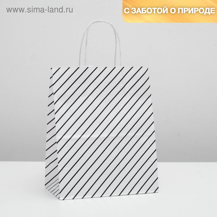 

Пакет крафт, белый, «Люрекс», 24 х 10,5 х 32 см