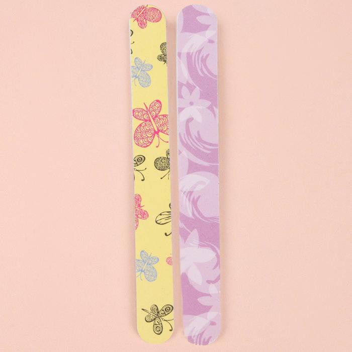 Пилка-наждак "Ассорти", абразивность 200/240, 2шт, 18см, классика, рисунок МИКС