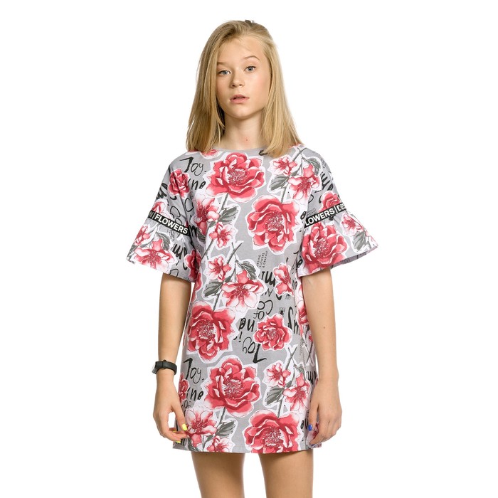 Платье для девочки, рост 134 см, цвет серый