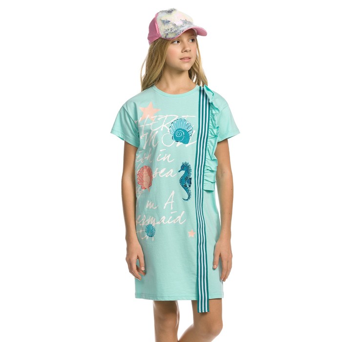 Платье для девочки, рост 128 см, цвет бирюза