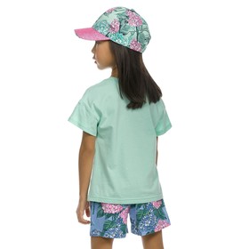 

Комплект из футболки и шорт для девочек, рост 104 см, цвет ментол