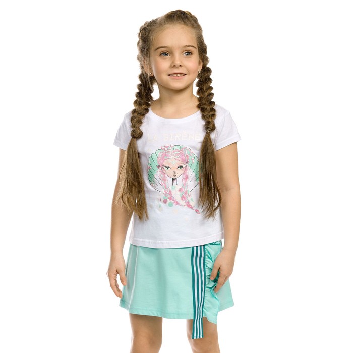 Комплект из футболки и юбки для девочки, рост 98 см, цвет белый