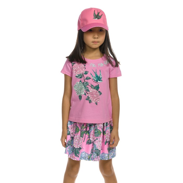 Комплект из футболки и юбки для девочки, рост 92 см, цвет розовый