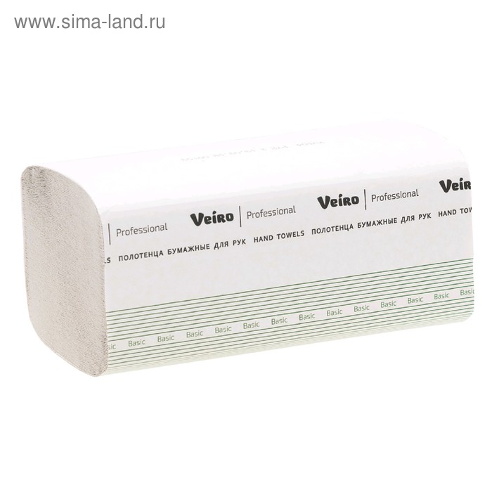 фото Полотенца бумажные veiro professional basic v-сложение кv104, белые, 250 листов