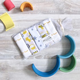 

Набор платочков-слюнявчиков Mjölk 25 х 25 см, Mustard Spots, 5 шт.