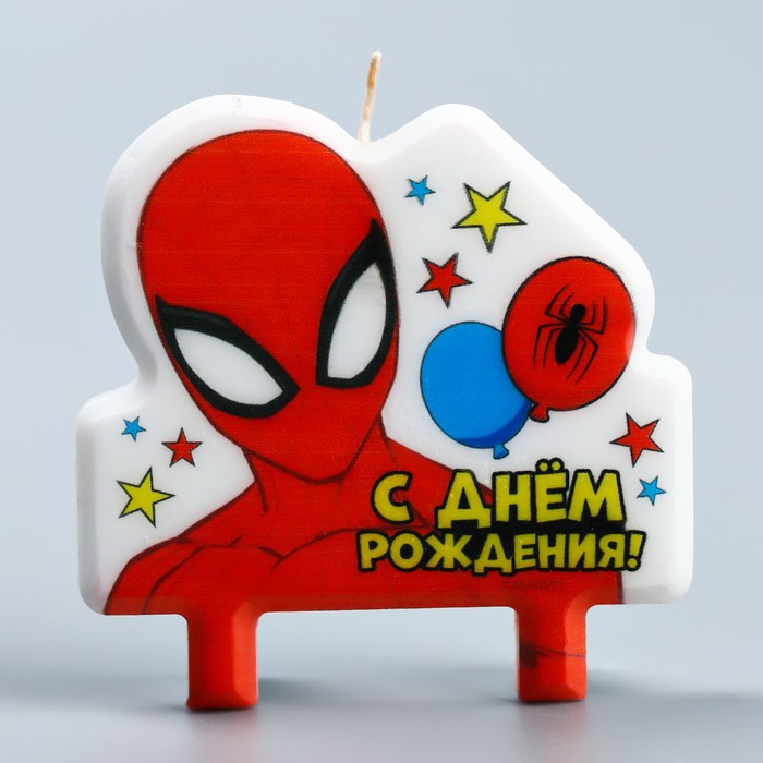 Свеча в торт "С Днем Рождения!", Человек-паук, 8×8 см