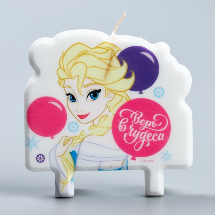 Свеча в торт "Верь в чудеса", Принцессы: Эльза Холодное сердце, 8×8 см