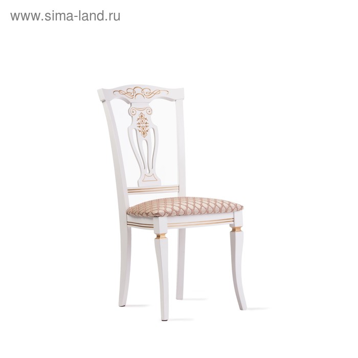 

Стул Палермо-Ж, бук, цвет покраски белый патина золото, ткань Asena romb beige