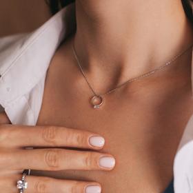 

Кулон "Кольцо" висячий, посеребренее, цвет белый в серебре, L=40 см