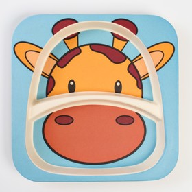 

Набор детской бамбуковой посуды «Жирафик», тарелка, миска, стакан, приборы, 5 предметов