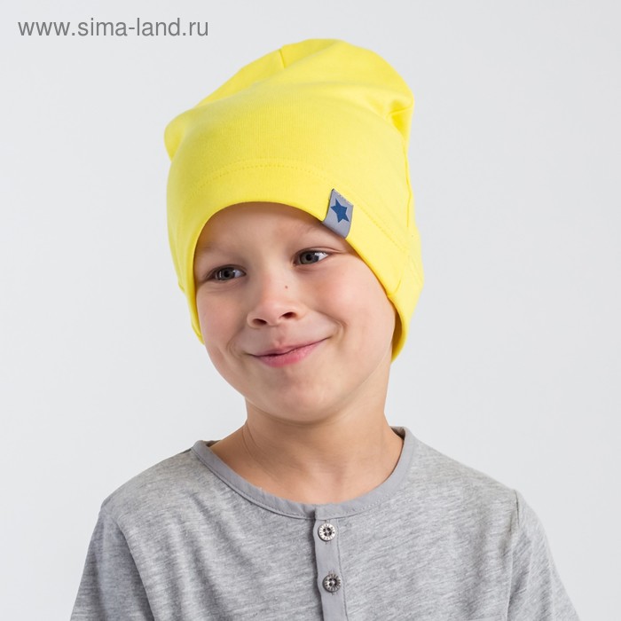 фото Шапка для мальчика, цвет жёлтый, размер 46-50 hoh loon