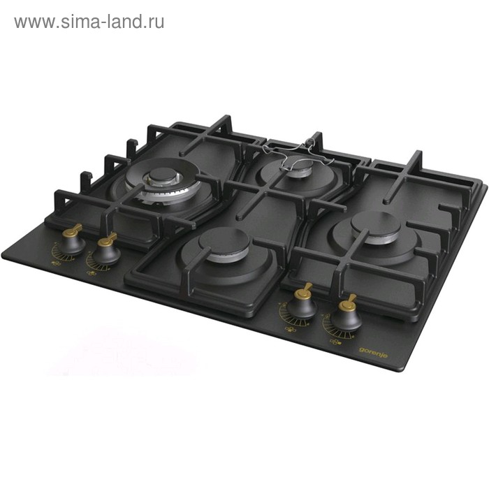 

Варочная поверхность Gorenje GW6D41CLB, газовая, 4 конфорки, 60 см, WOK, чёрная