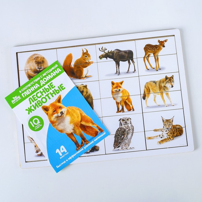 Карточки Домана с пазлами «Лесные животные»