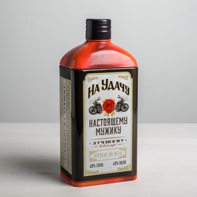 Коробка жестяная в форме бутылки «На удачу», 22 см × 7,2 см × 9,5 см Ош