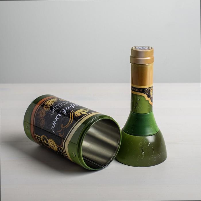 Коробка жестяная в форме бутылки «Поздравляю», 22 см × 7,2 см × 9,5 см