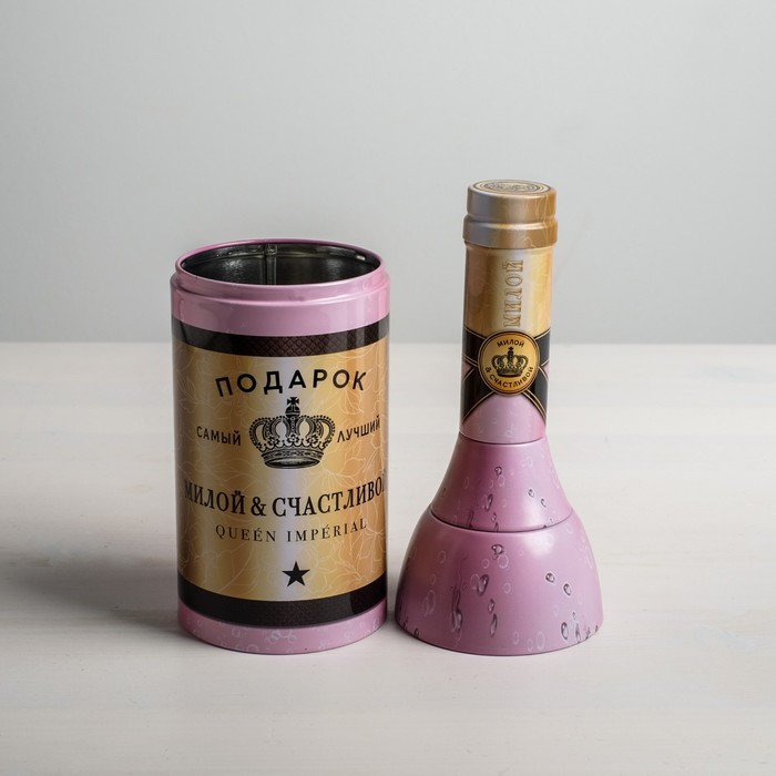 Коробка жестяная в форме бутылки "Подарок", 29,7 см × 8 см × 8 см