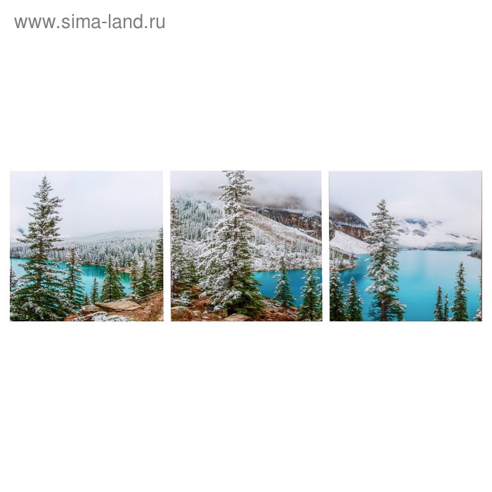 Модульная картина Горное озеро (3-35х35) 35х105 см модульная картина горное озеро 3 35х35 35х105 см