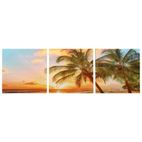 Модульная картина 'Закат на пляже' (3-35х35) 35х105 см Ош